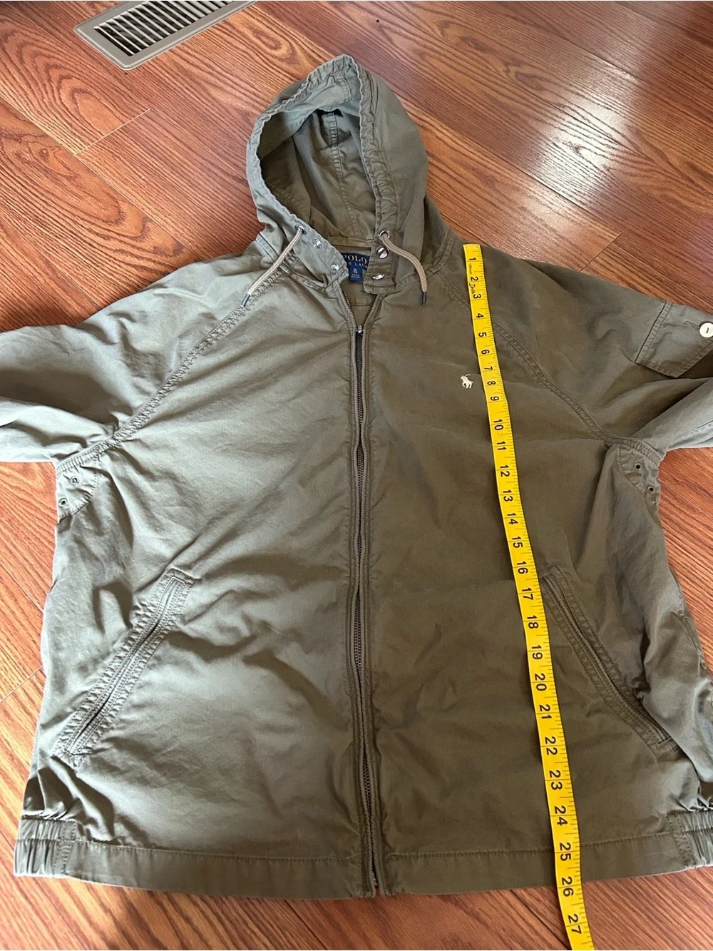 Polo Ralph Lauren Full Zip Hooded Windbreaker Cotton Blend Olive Green Sz Xl - Picture 11 of 16
